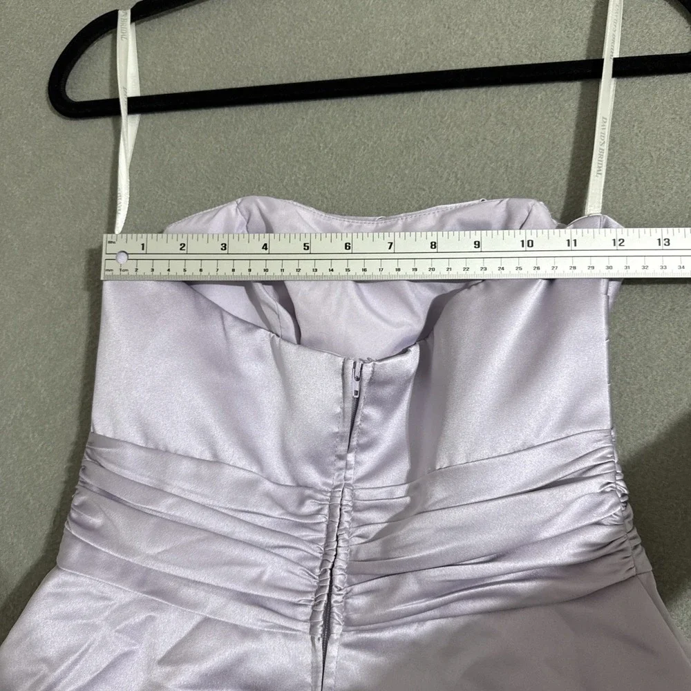 Vtg Dress Mini Strapless Bubble tiered‎ hem satin dress sz 2 Y2K Lavender Formal